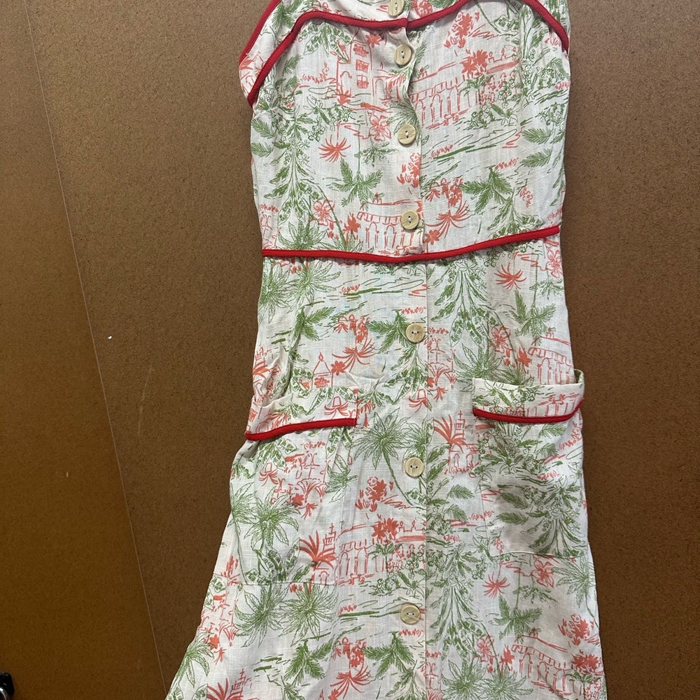 Tropical Print Button-Up Dress